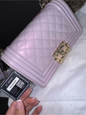 CHANEL Quilted Boy Crossbody Bag in Pale Lilac